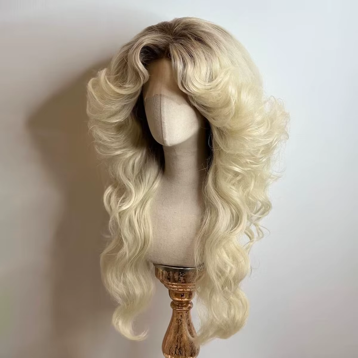 Femmes 70s HD dentelle fermeture 5*5 perruque ombre Blonde grande vague de corps Disco chanteur