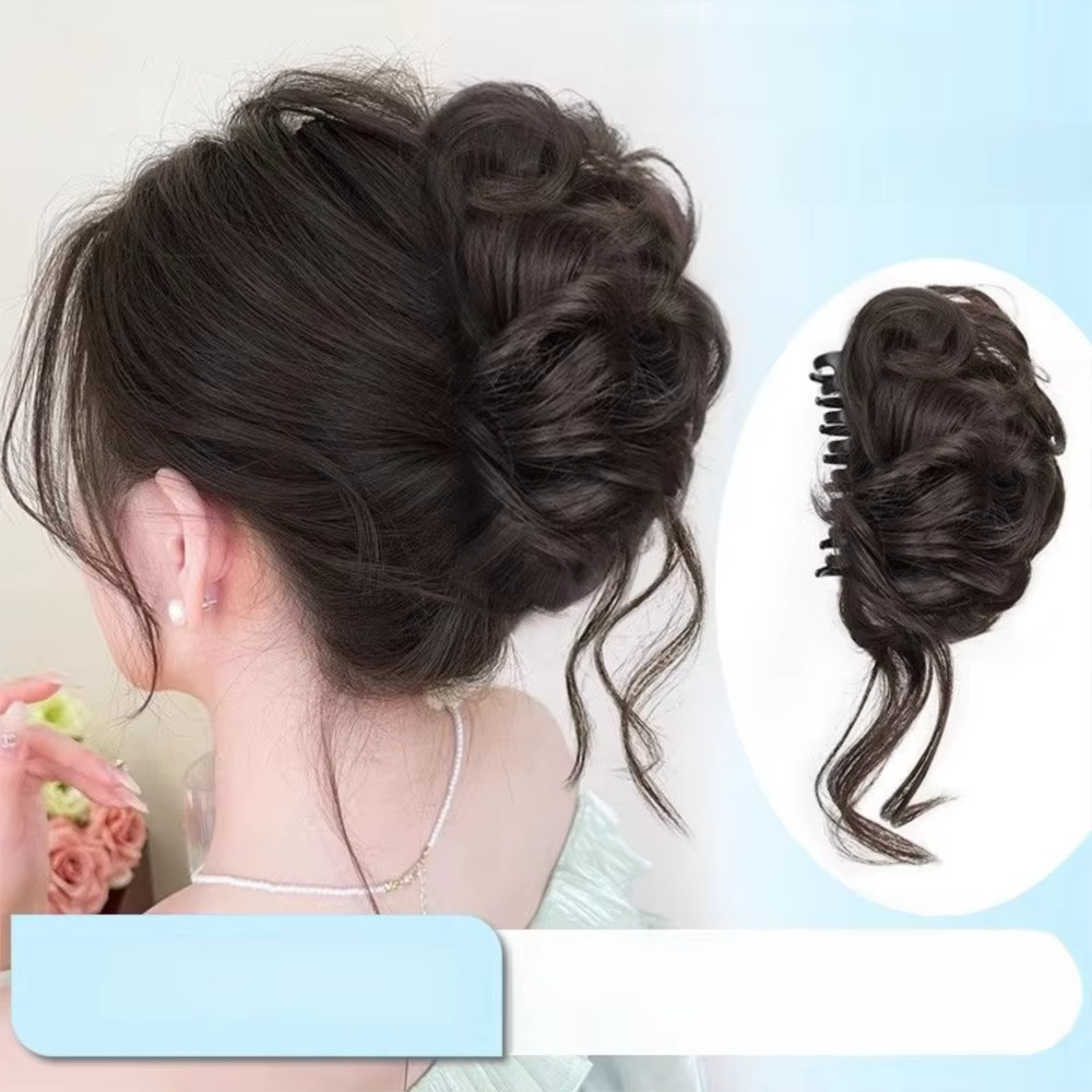 Nouveau cheveux synthétiques chignon griffe pince naturel moelleux