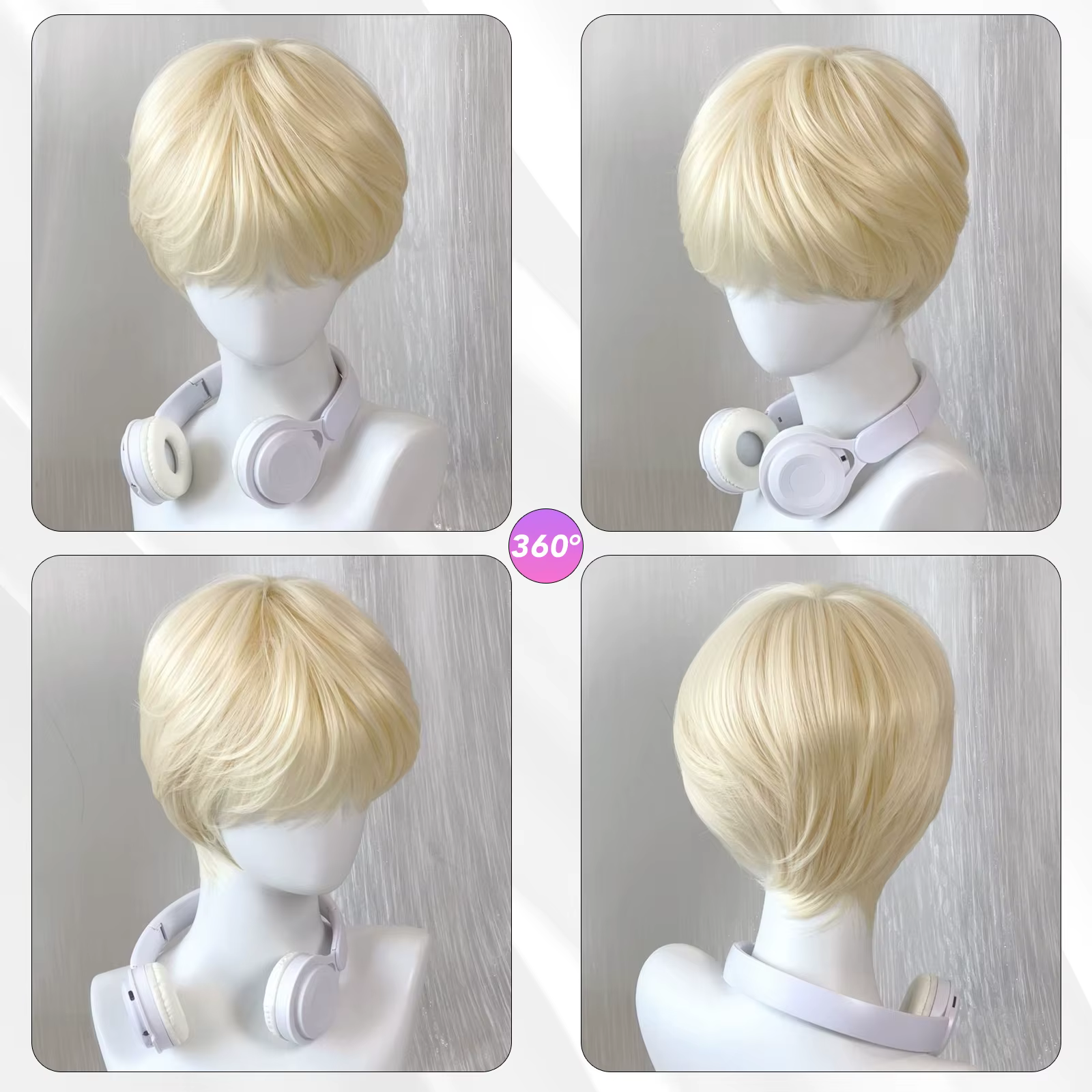 MEISU 10 pouces frange droite perruque Cool Boy fibre synthétique couches cheveux résistant à la chaleur naturel lisse