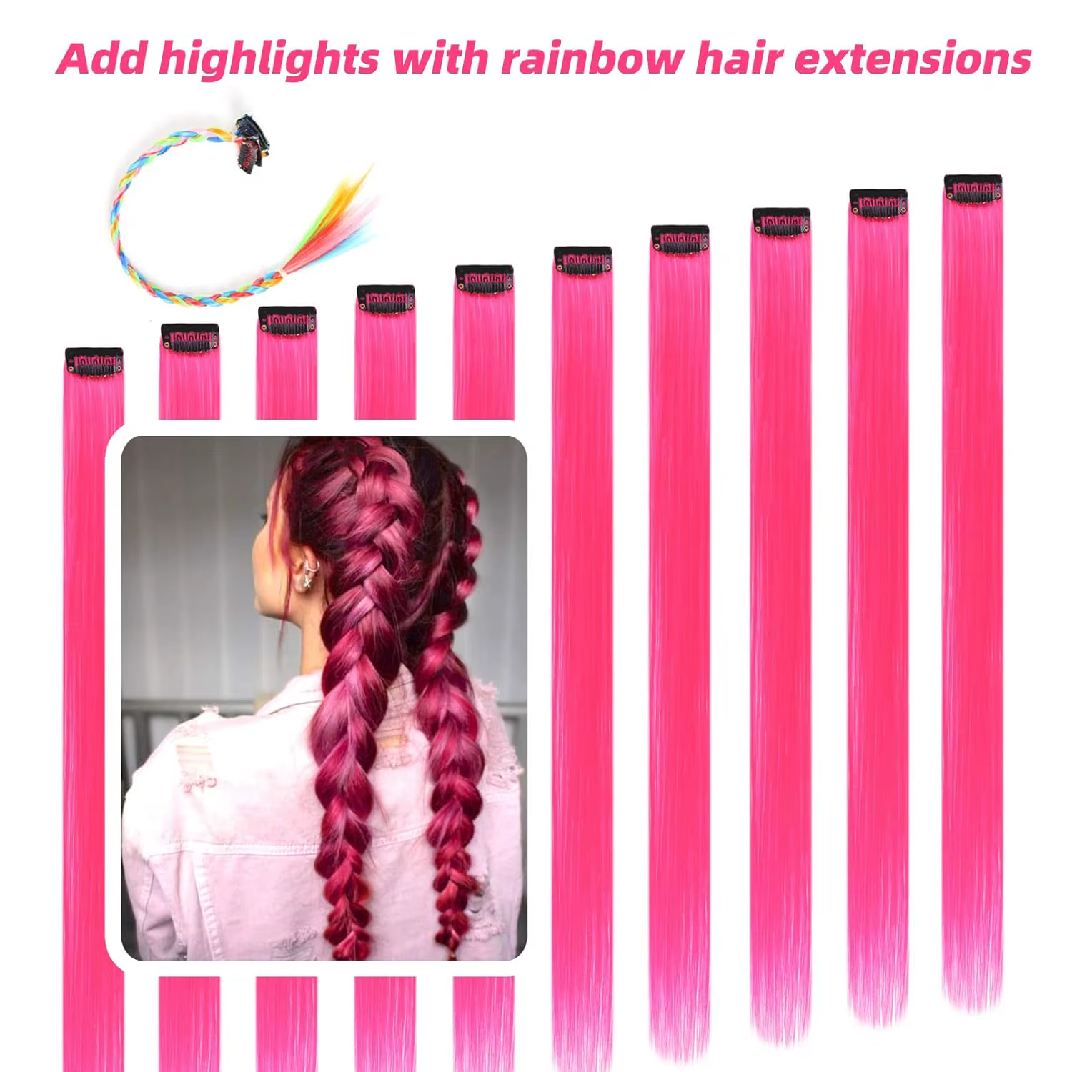 Extensions capillaires synthétiques noires longues et lisses