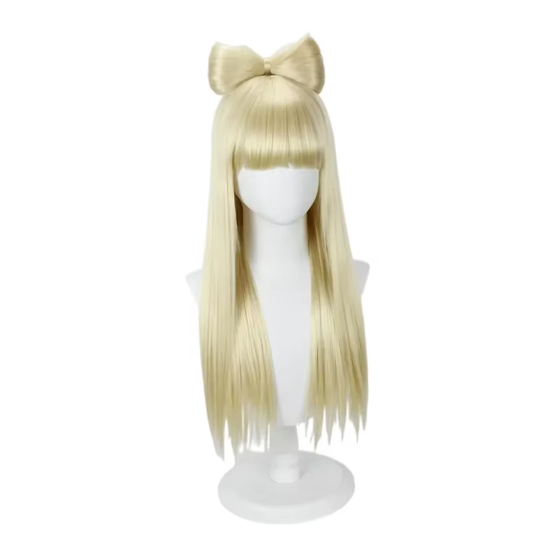 Lady Gaga – perruque blonde lisse et longue avec nœud