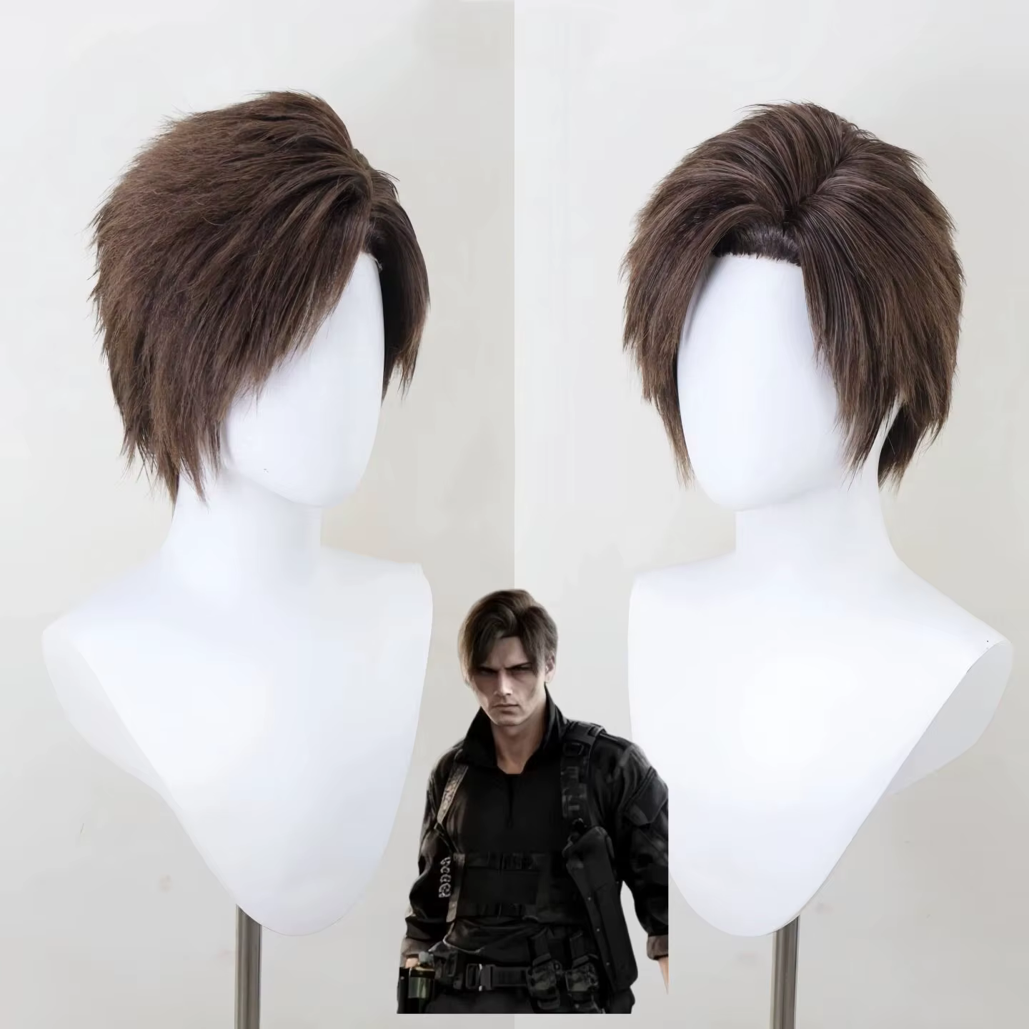 Perruque de cosplay Re9 REQ Leon pour homme