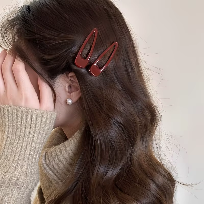 Ensemble de 2 pinces à cheveux bordeaux