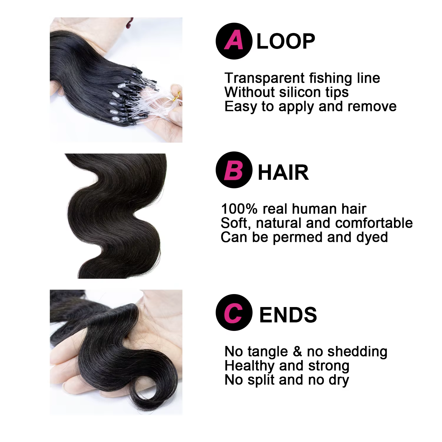 Extensions de cheveux Micro Link en cheveux humains