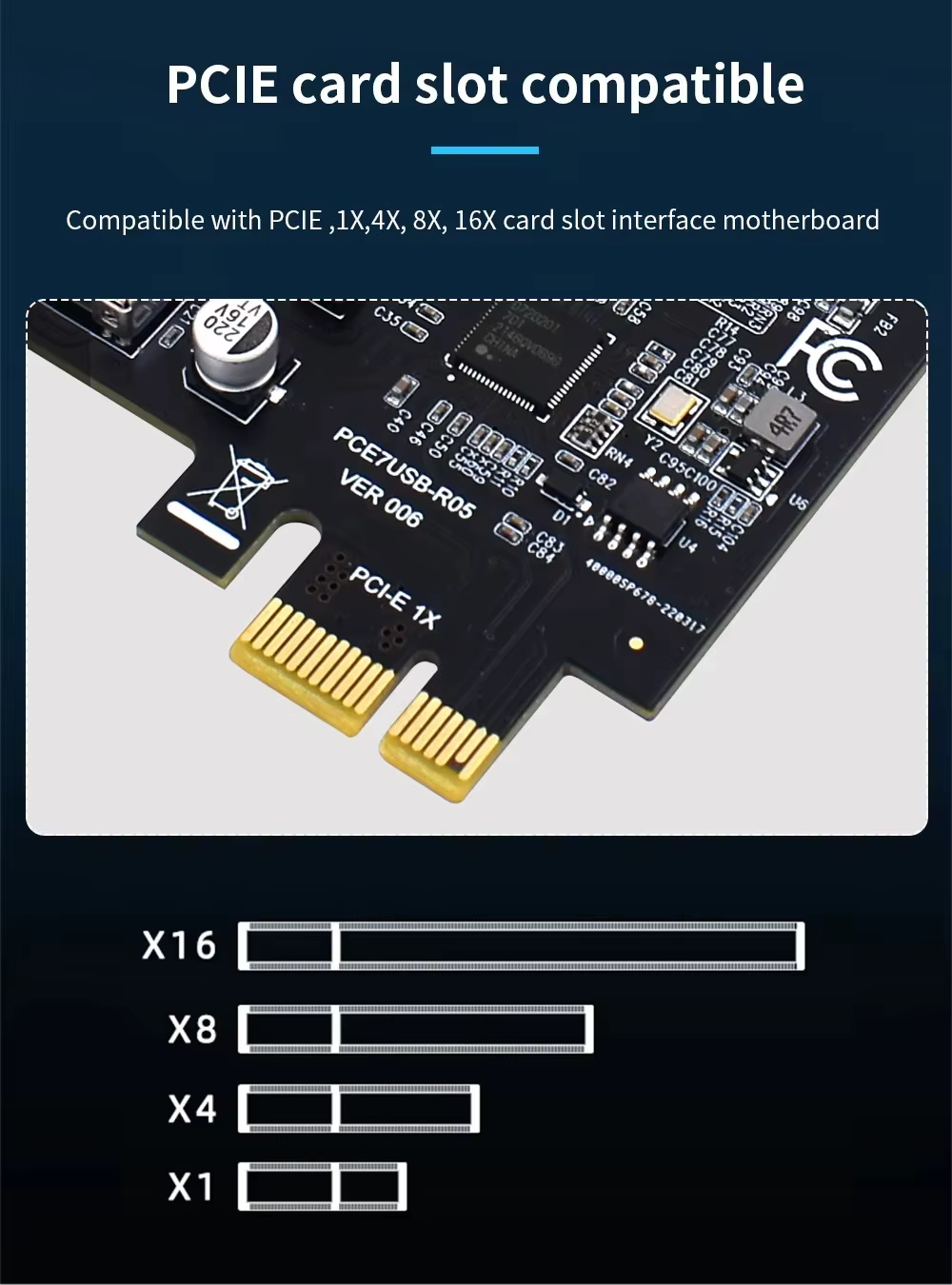 Adaptateur USB 3.0 PCI Express, carte d'extension USB 3 à 7 ports, convertisseur de contrôleur USB3 PCIe PCI-e X1 pour ordinateur de bureau