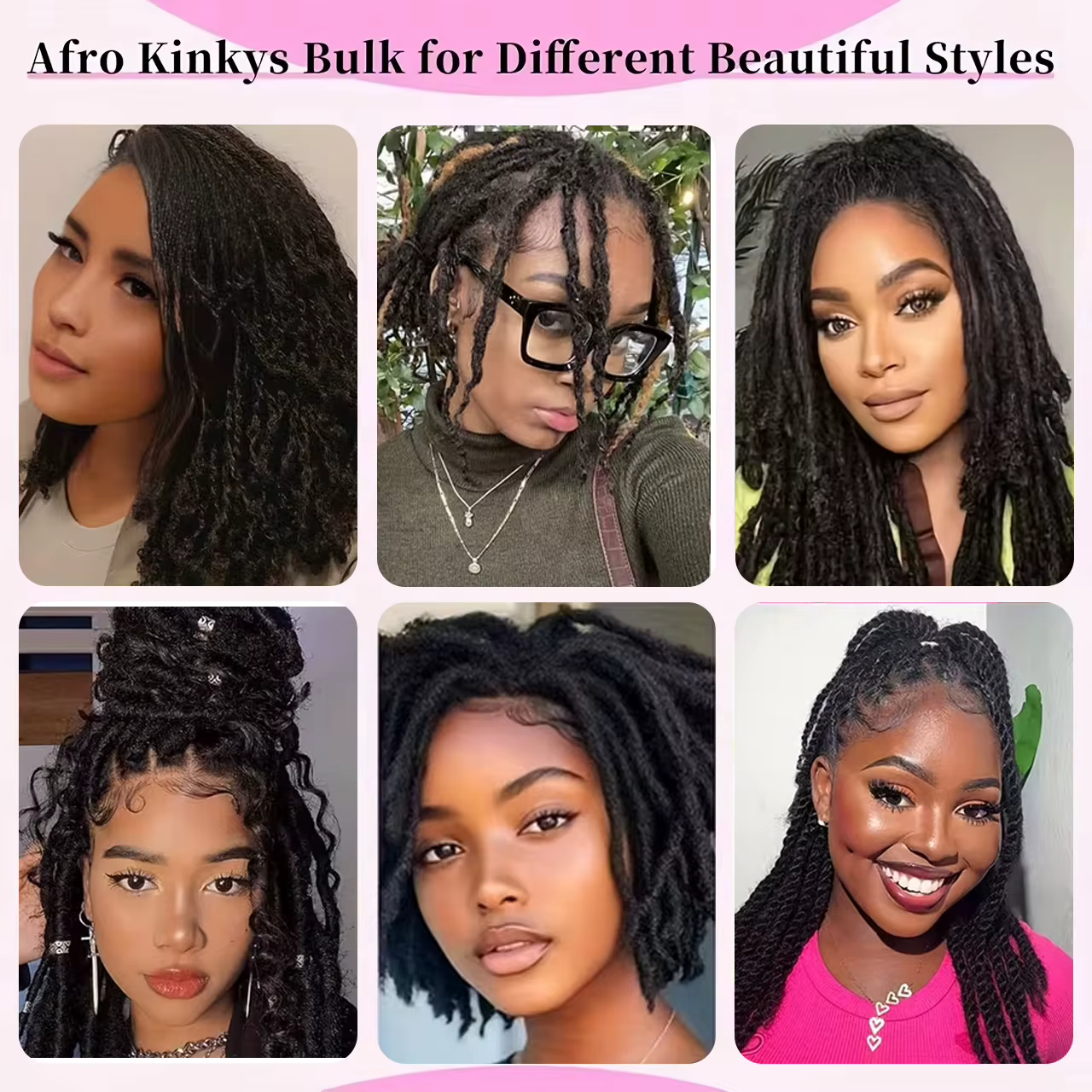 Afro Kinkys cheveux synthétiques en vrac pour Extensions de Dreadlock Loc réparation tressage torsion serré