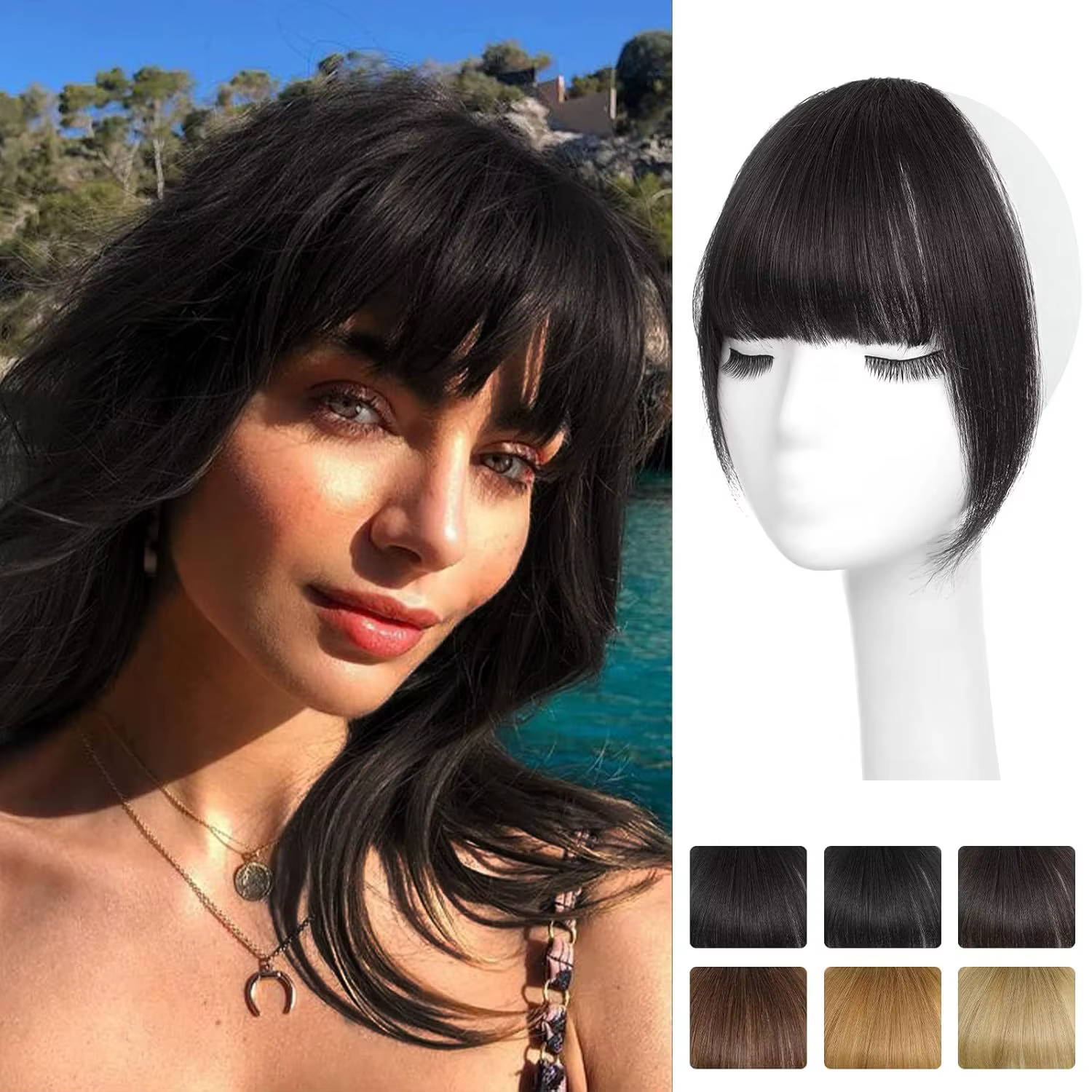 100% cheveux humains frange Extension à clipser franges avant postiches Air