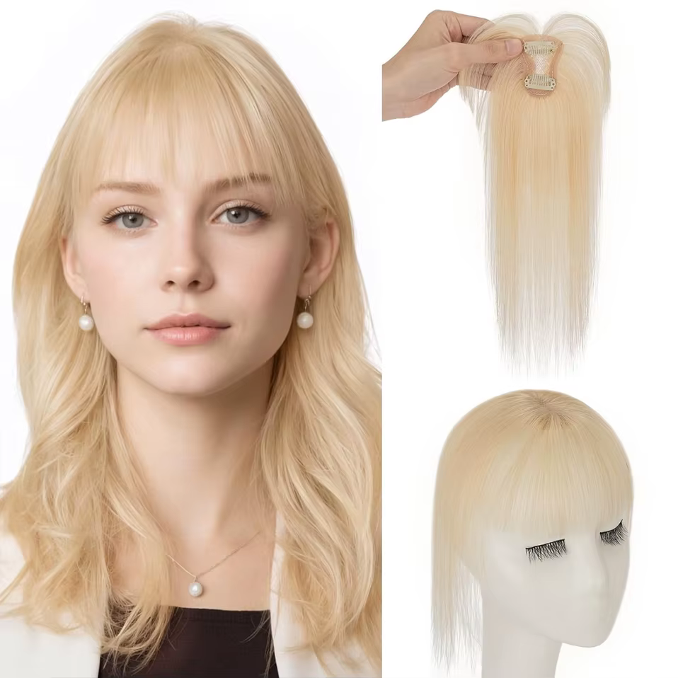 Clips en frange vrais cheveux humains 3D 360 ° Cover Air Bangs – postiches légères pour femmes