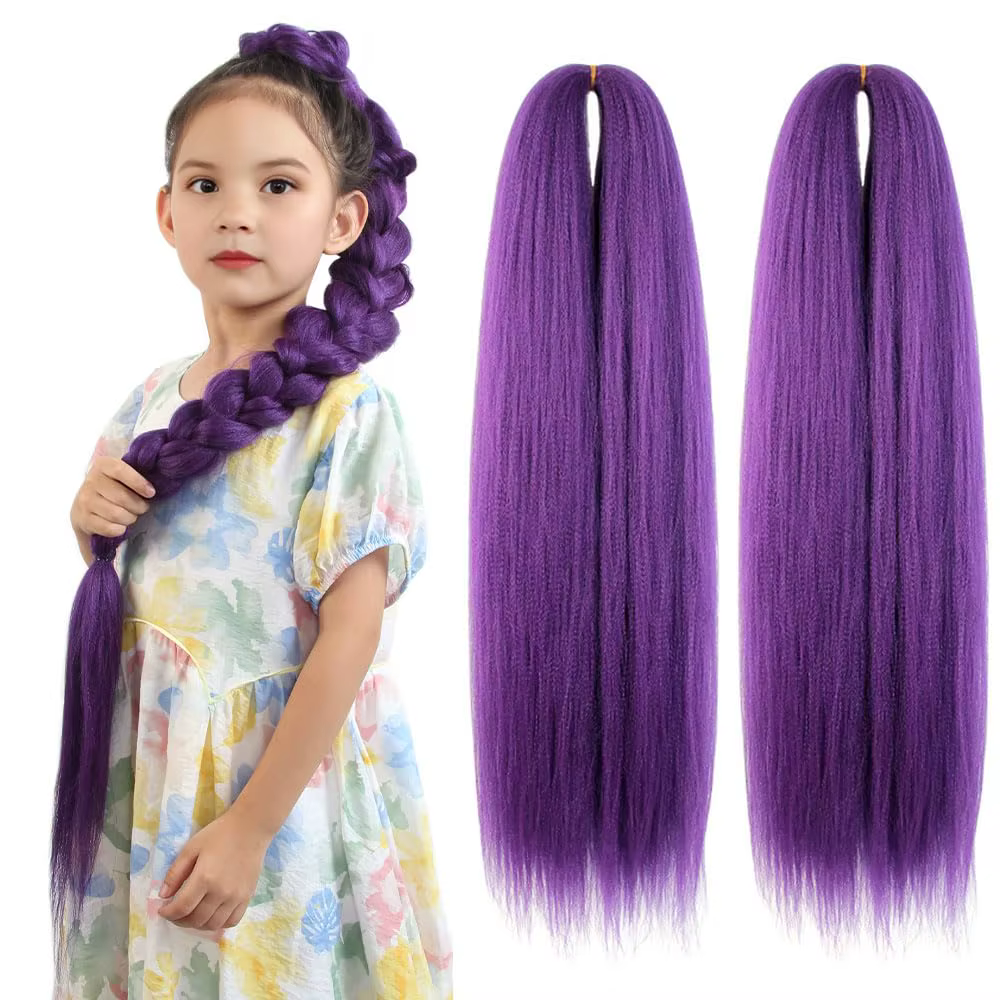 Extensions capillaires synthétiques tressées violettes
