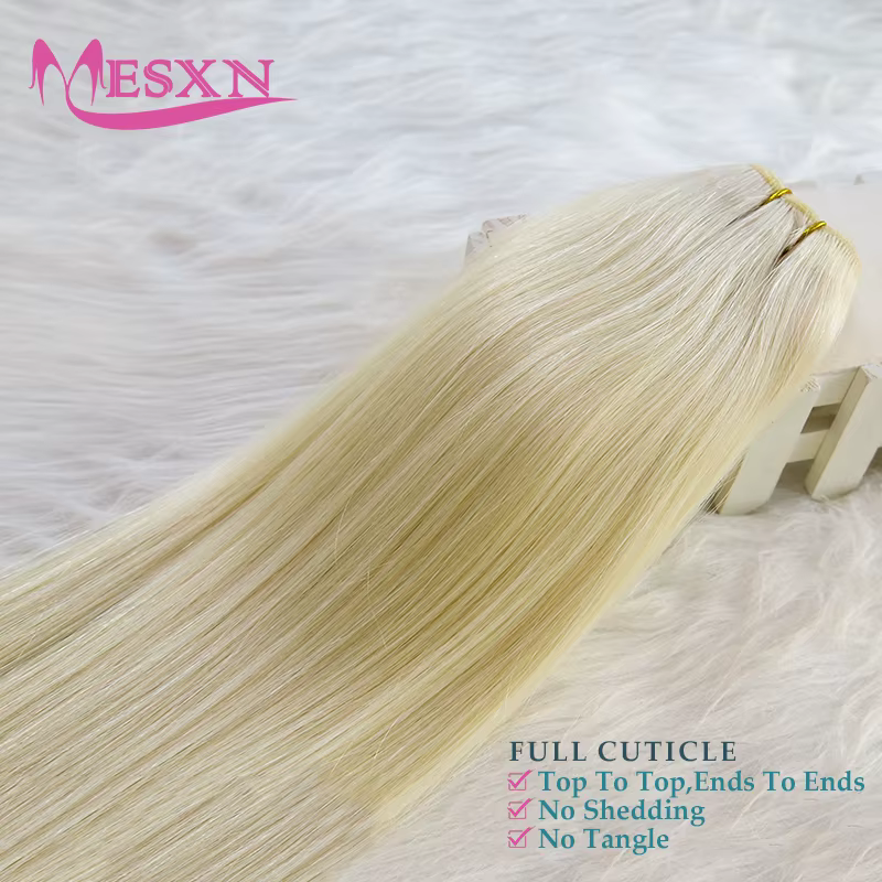 MESXN Tissage de cheveux humains Remy européens naturels