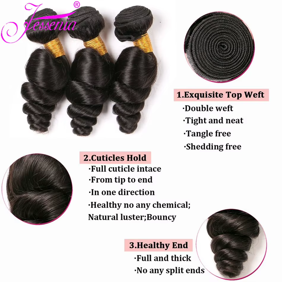 Tissage vague lâche paquets Remy vierge Extension 3