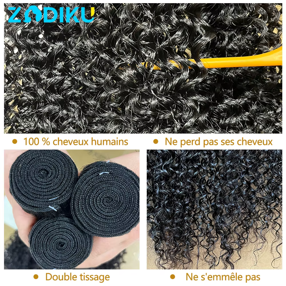 262626 Pouces Tissage Humain Hair Curly Wave