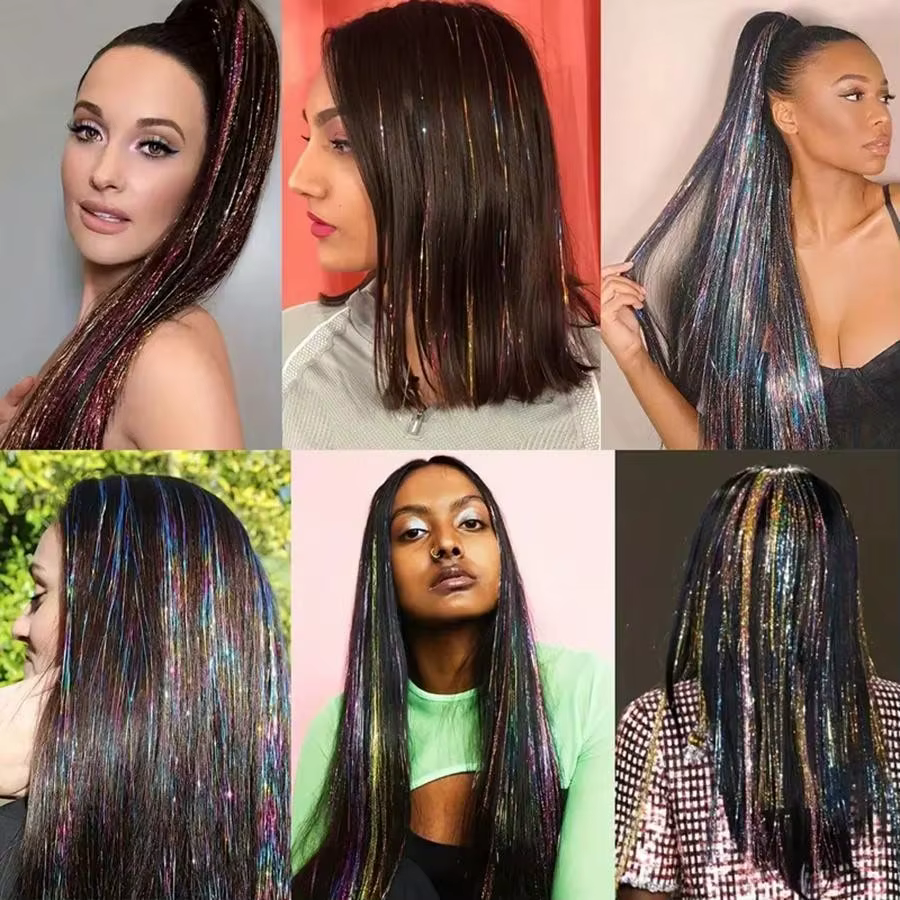 Kit de brins de guirlandes de cheveux brillants
