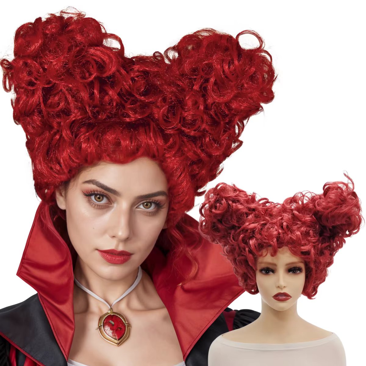 Perruque rouge bouclée inspirée de la Reine Rouge