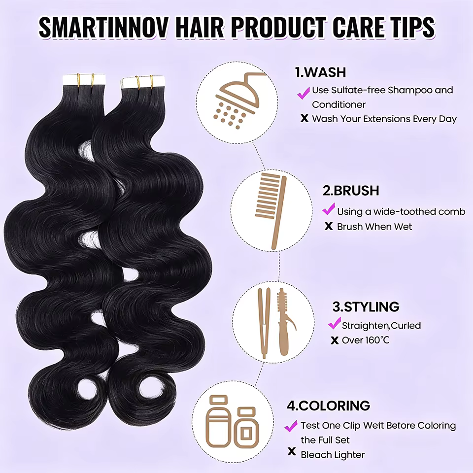 Extensions de cheveux à bandes adhésives