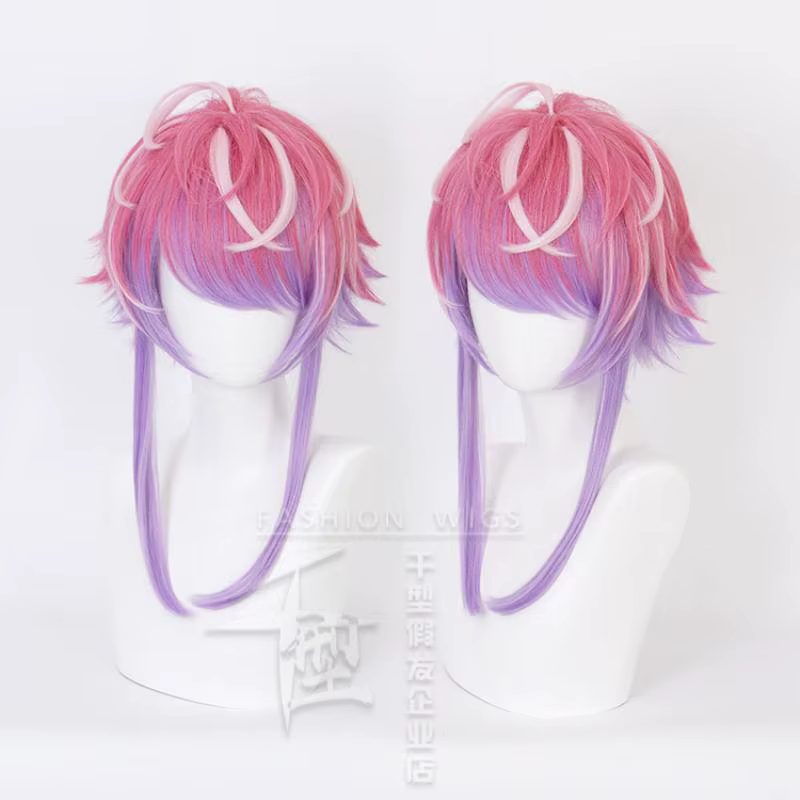 Perruque de Cosplay synthétique rose et violette