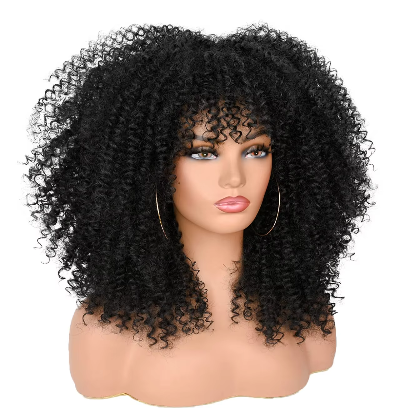 Perruque Afro bouclée crépue avec frange pour femmes noires