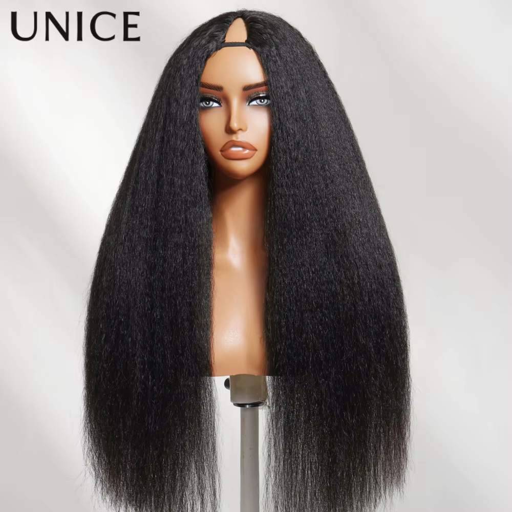 UNice InvisiBlend ™ Perruque Kinky Straight V Part avec cordon de serrage