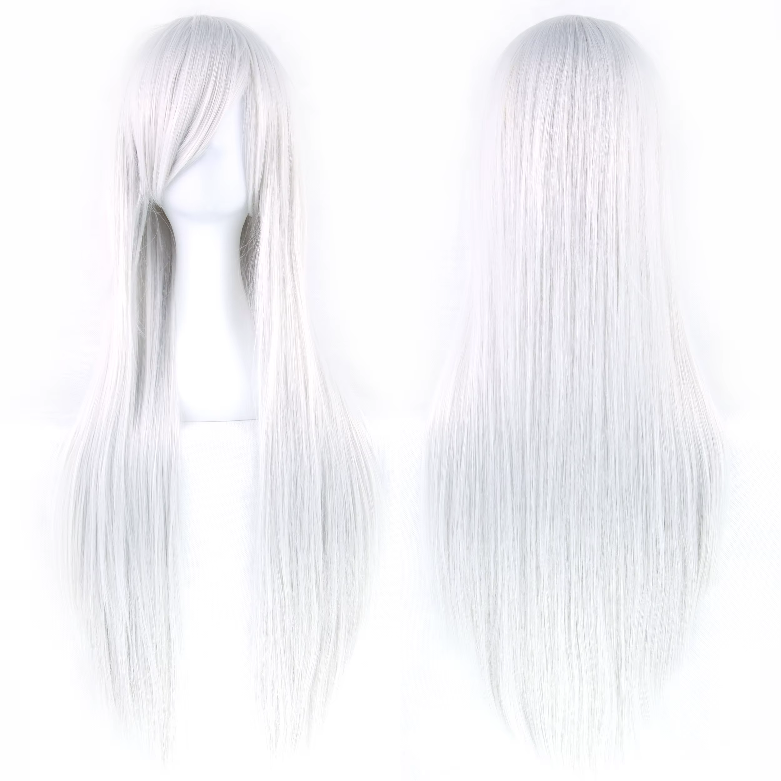 Perruque synthétique longue blanche argentée pour Anime Cosplay Halloween Costume fête