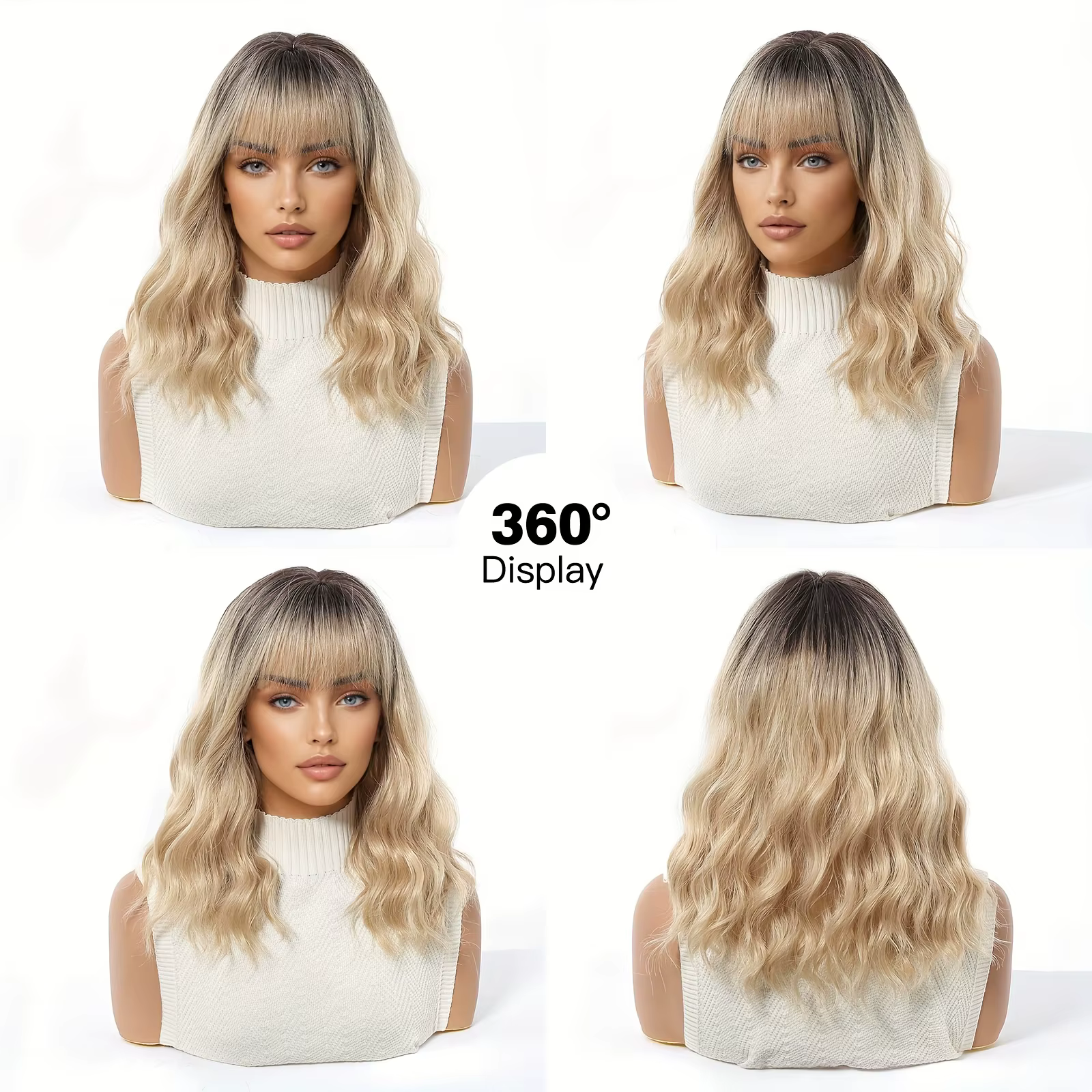 Perruque synthétique ombrée marron à blond