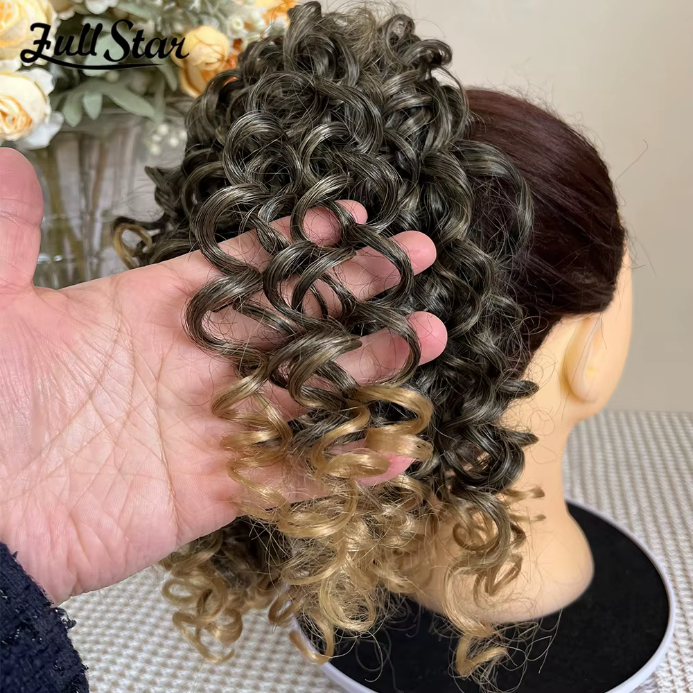 Full Star 12 "synthétique crépus bouclés queue de cheval cheveux courts moelleux