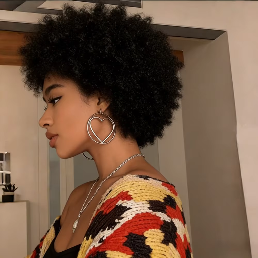 Perruque Afro Kinky Curly Pixie en cheveux humains
