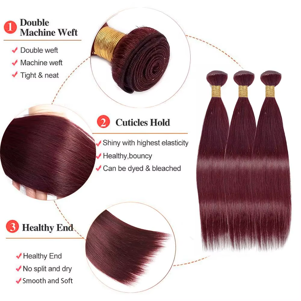 # Extensions de cheveux lisses couleur 99J