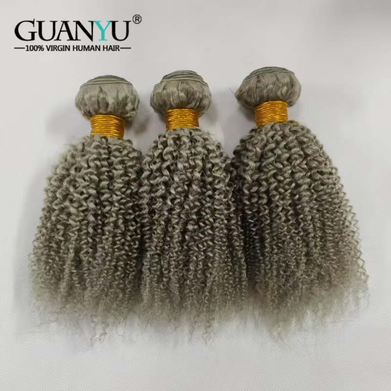 Mèches brésiliennes 100% naturelles Remy bouclées et crépues grises