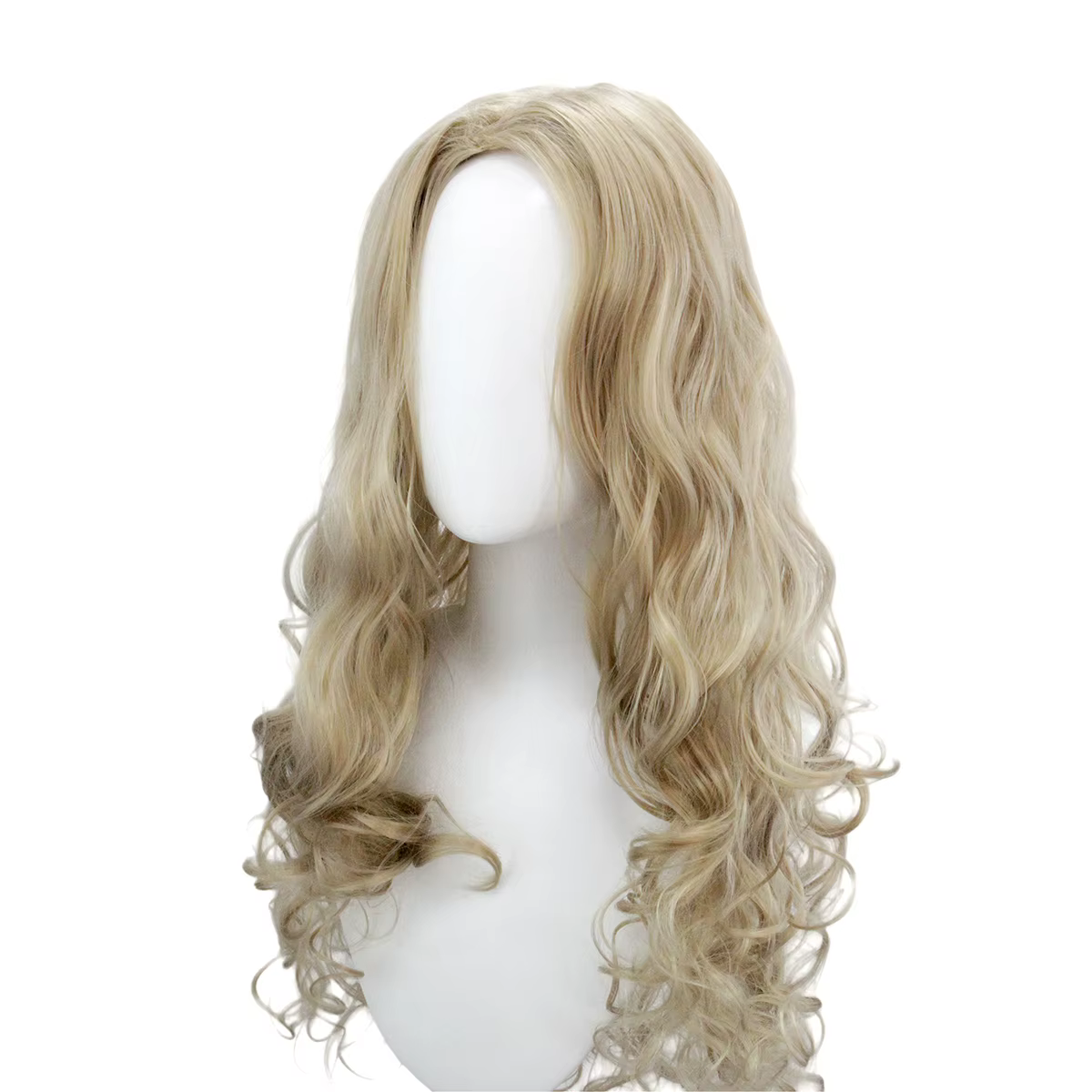 Perruque synthétique longue et bouclée blonde pour femme