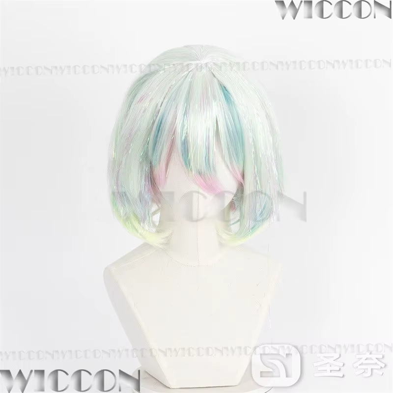 Perruque Bob scintillante effet laser pour cosplay Diamond Anime Land of the Lustrous