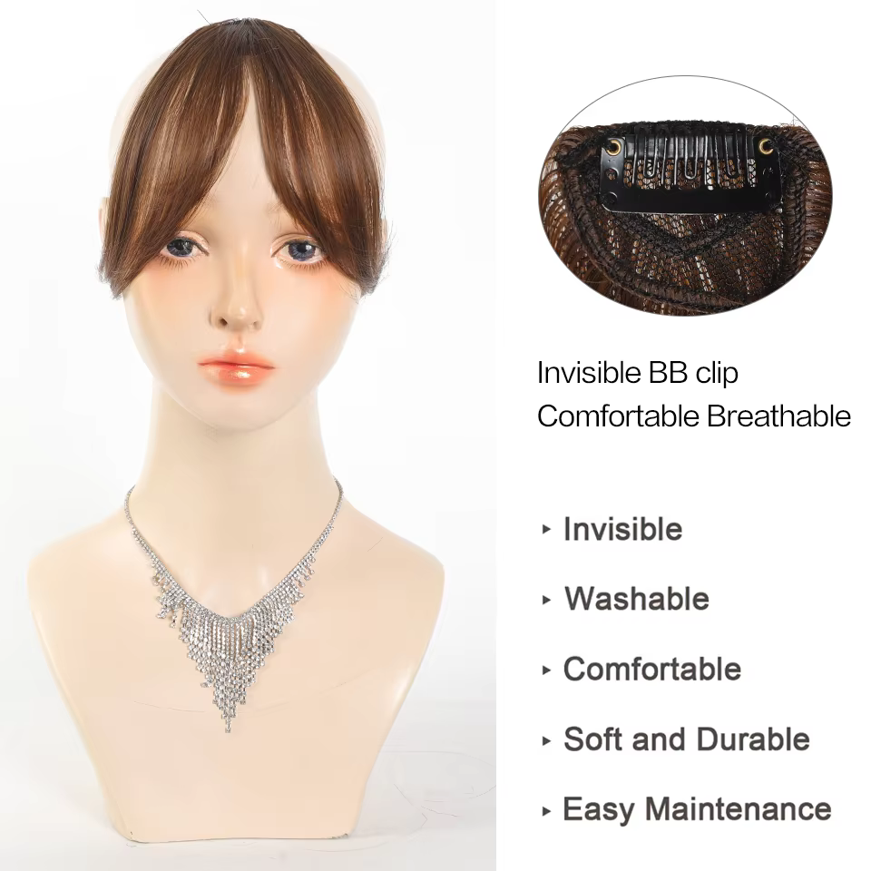 Perruque Synthétique avec Frange Latérale Naturelle pour Femme