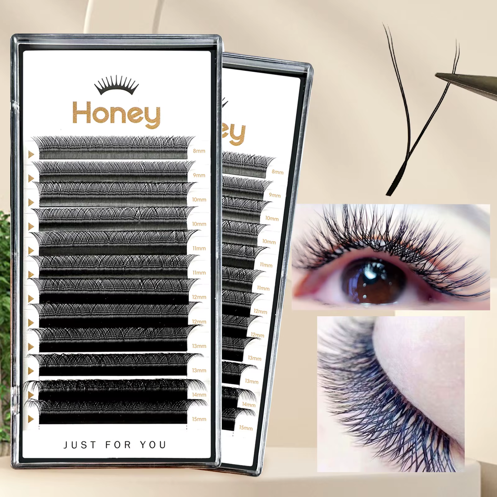Extensions de cils en forme de YY, cils au miel, noir mat, 0.05 0.07 8-15mm