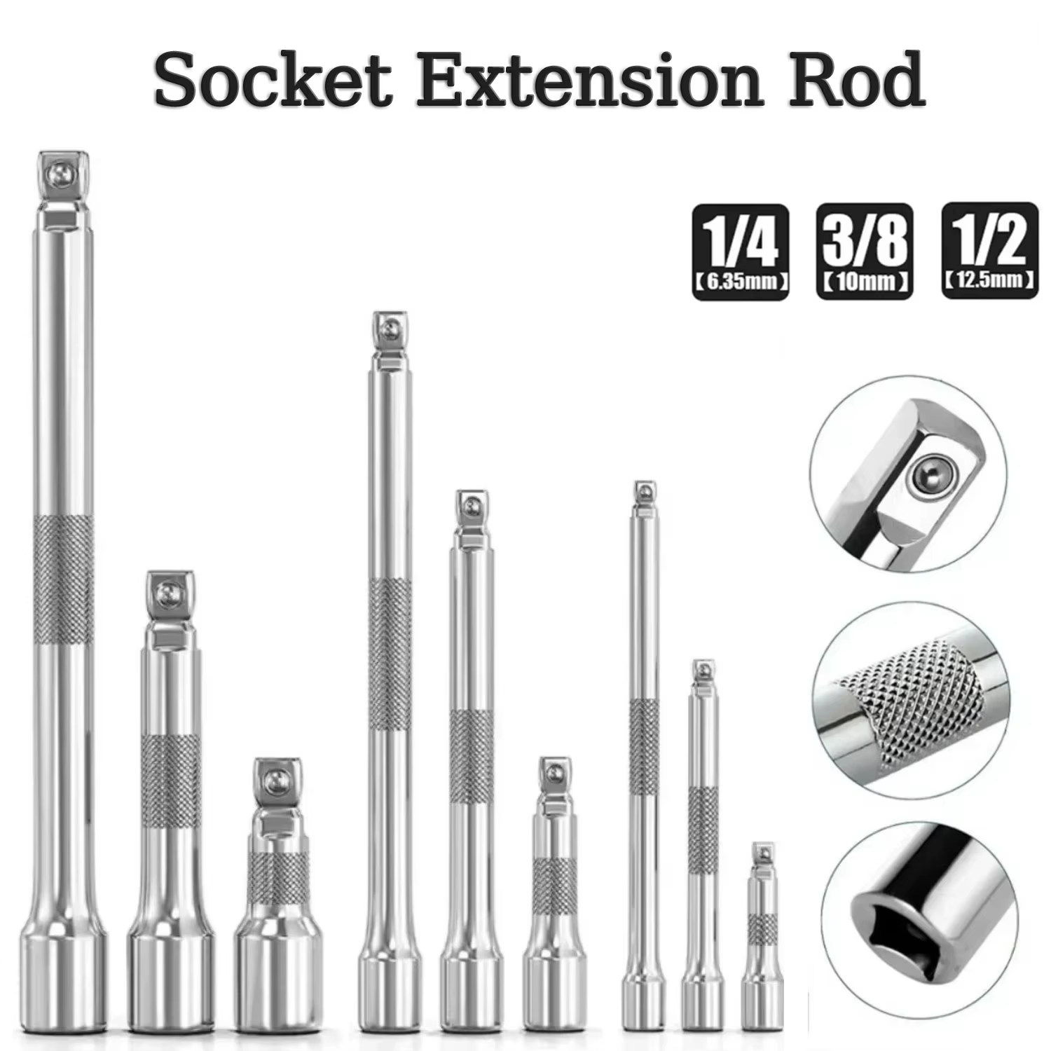 Wobble Extension Bar Socket Adapter Set,Universal Drive Socket Extension Rod for 1/4" 3/8" 1/2" Sleeve Repair Tools
