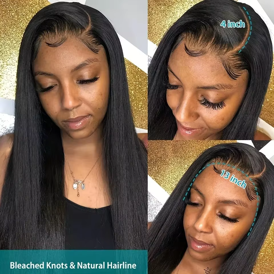 Perruque Lace Front en Cheveux Humains Brésiliens Lisses pour Femmes