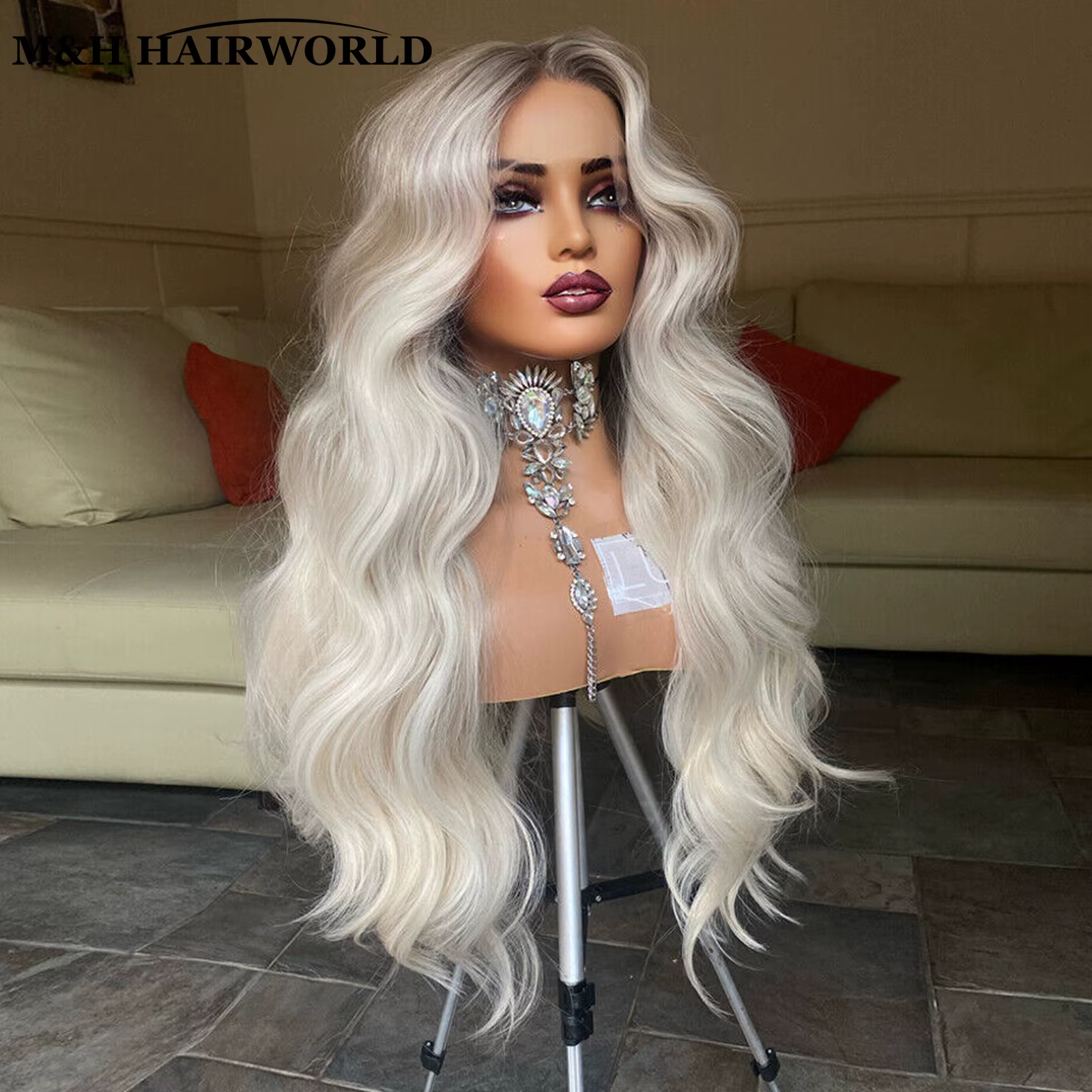 13X3 sans colle frontale dentelle perruques pour femmes longs ondulés cheveux synthétiques