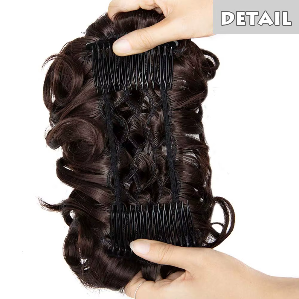 Extension de chignon synthétique courte et bouclée