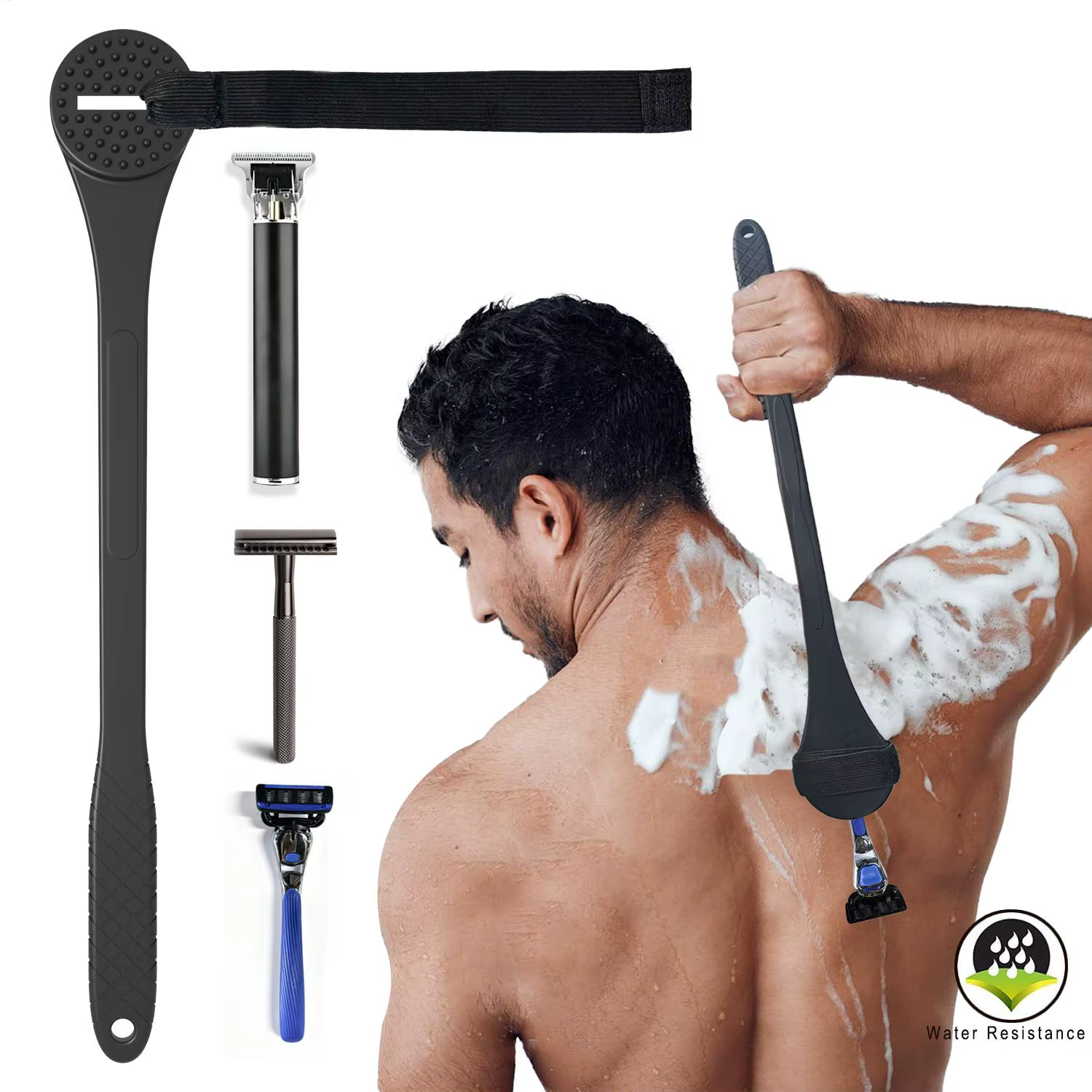 Manche d'extension de rasoir dorsal ergonomique et pliable, outil de bain pour le soin du corps, idéal pour les pères, les adultes et les personnes âgées