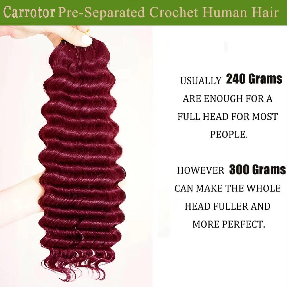 Extensions de cheveux en plumes Deep Wave couleur Bourgogne 100%