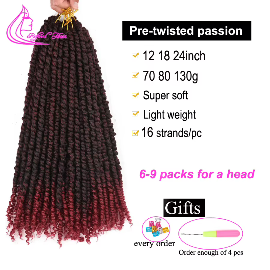 Cheveux synthétiques pré-torsadés Passion Twist pour crochet