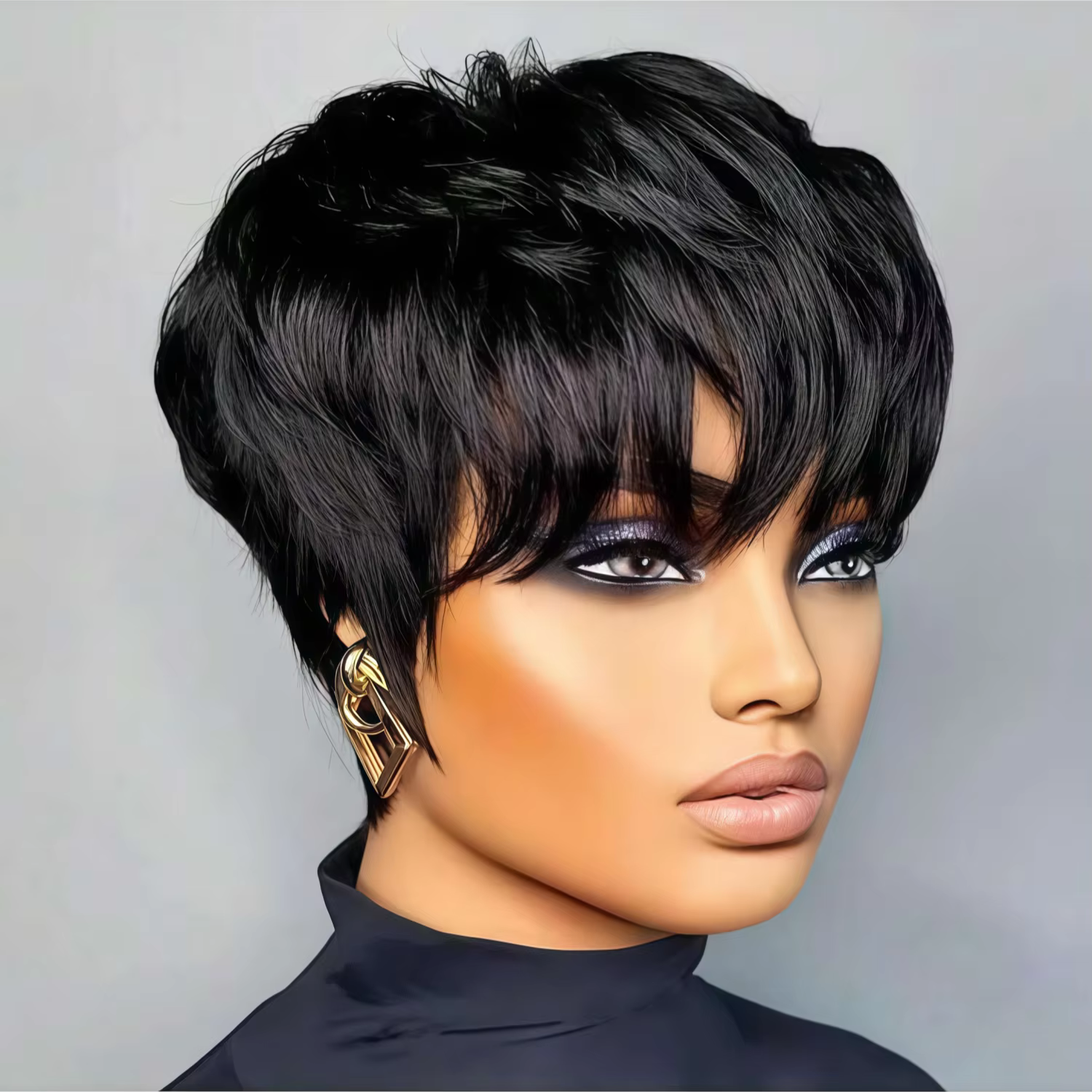 Perruque courte synthétique style bob