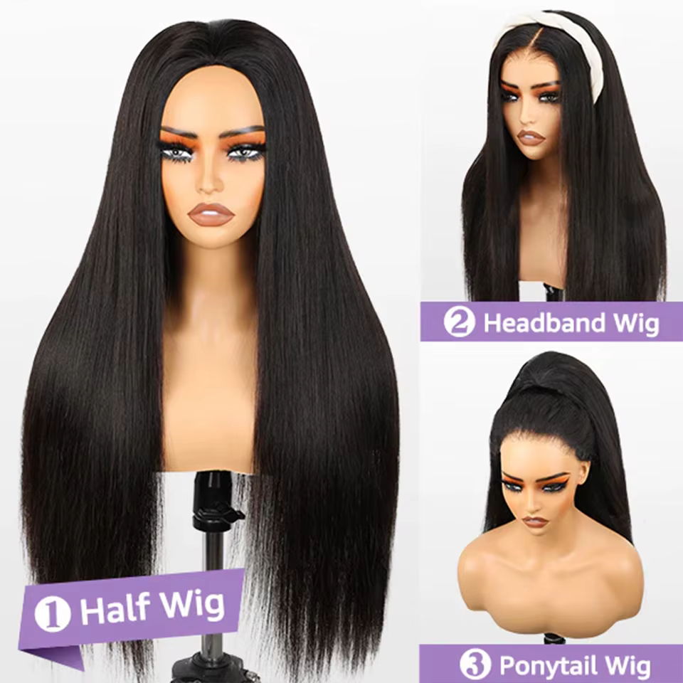 Demi-perruque cheveux humains bandeau droit