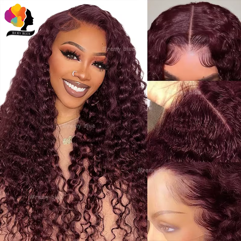 Bourgogne vague d'eau perruques de cheveux humains pour les femmes noires 13X6 13x4 dentelle avant perruque