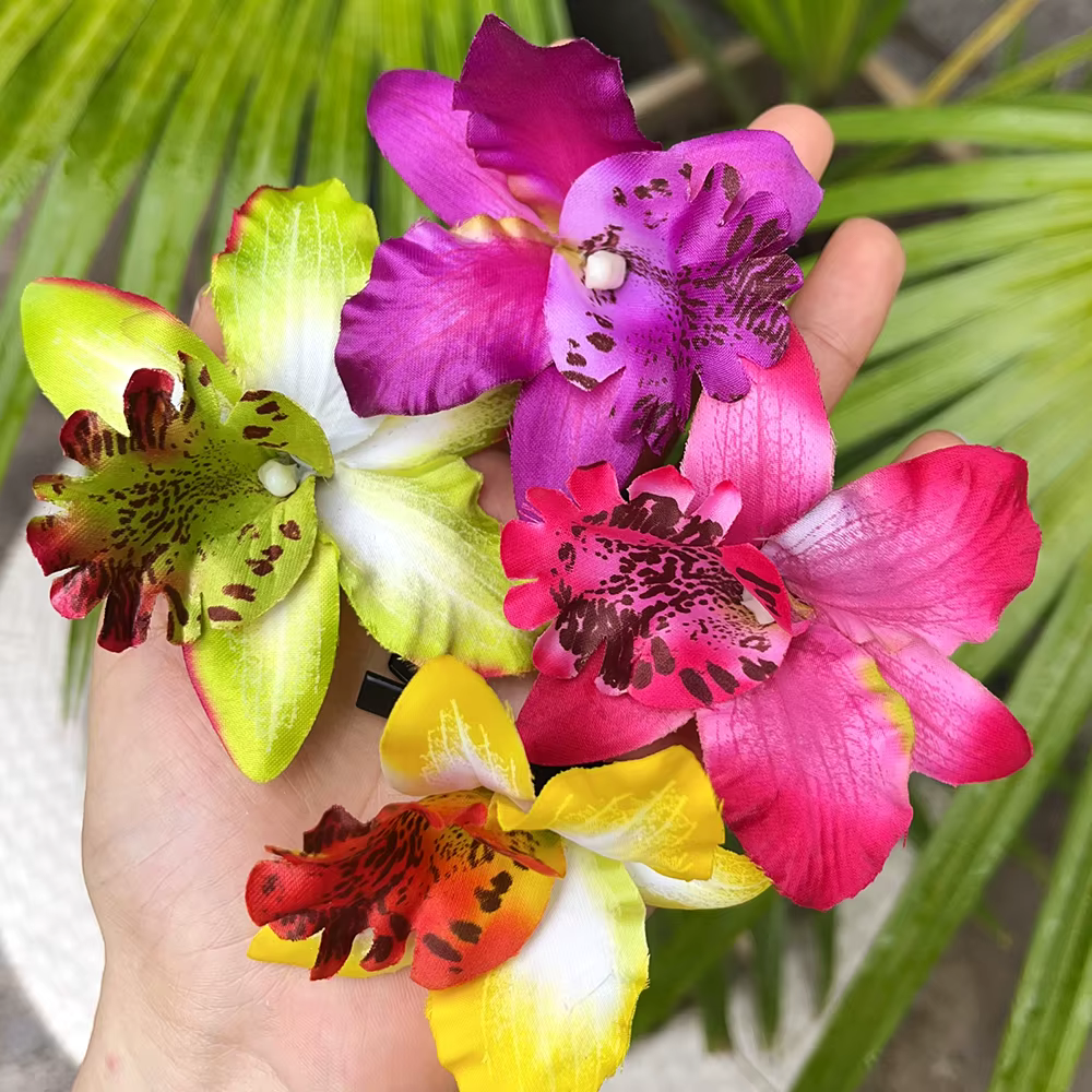 Pinces à cheveux à fleurs d'orchidées hawaïennes