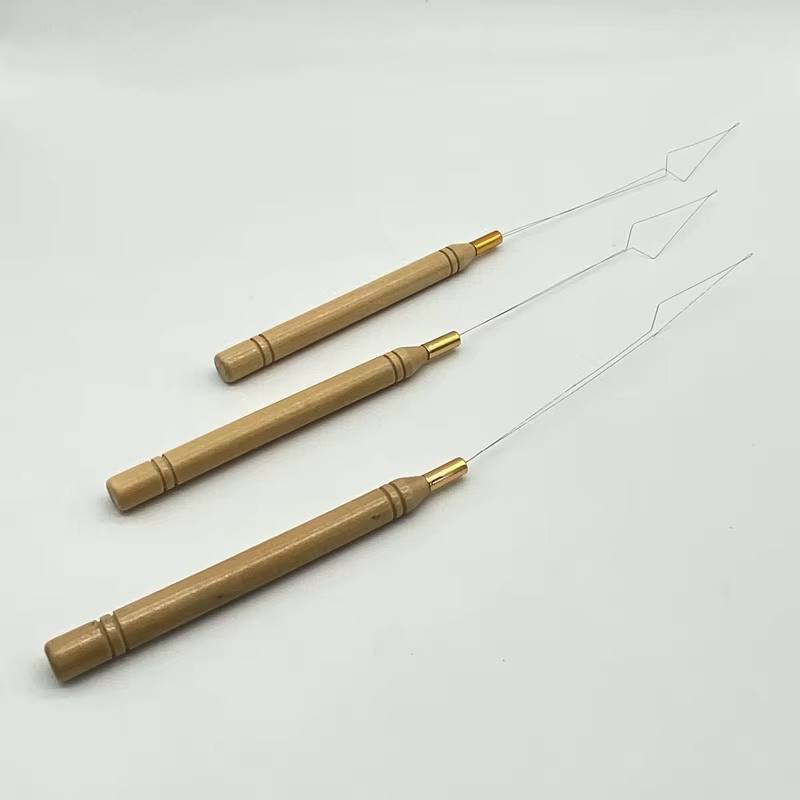 Extra Love 20 pièces Nouvelles aiguilles à boucle avec manche en bois pour extensions de cheveux