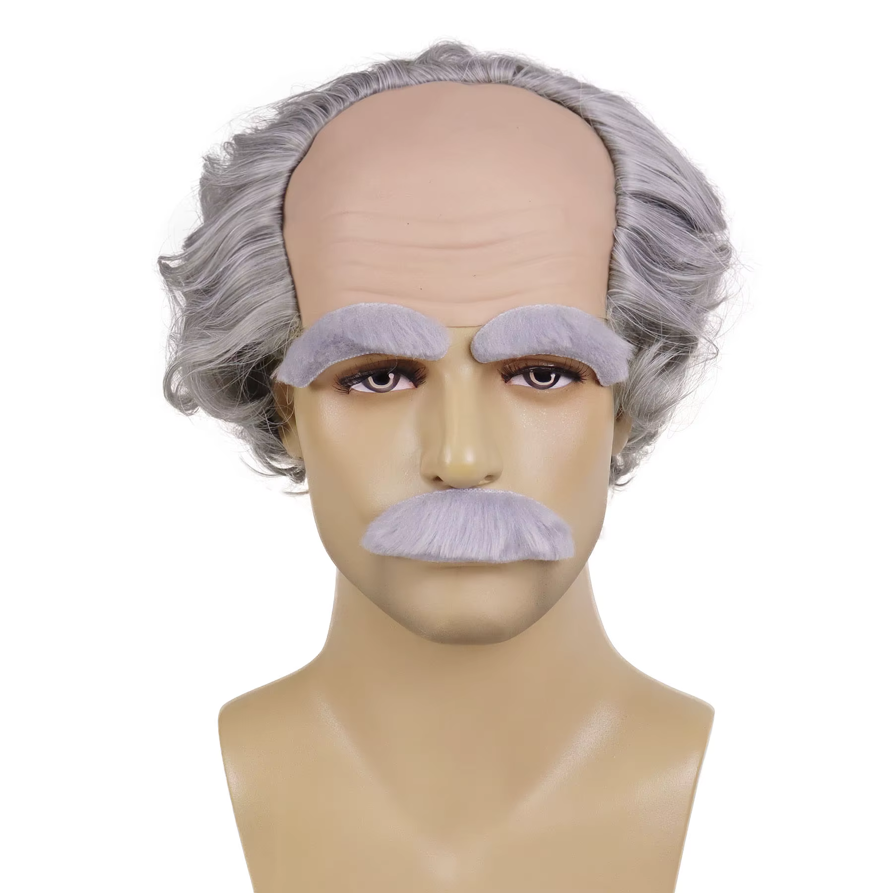 Perruque synthétique grise pour hommes âgés