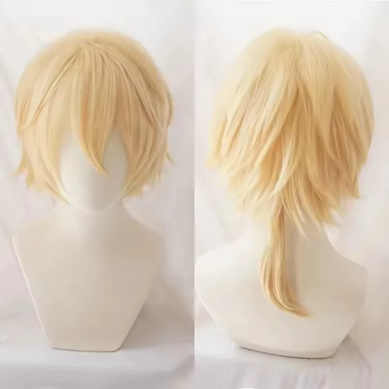 Perruque de cosplay Rin Len - Cheveux synthétiques courts dorés résistants à la chaleur