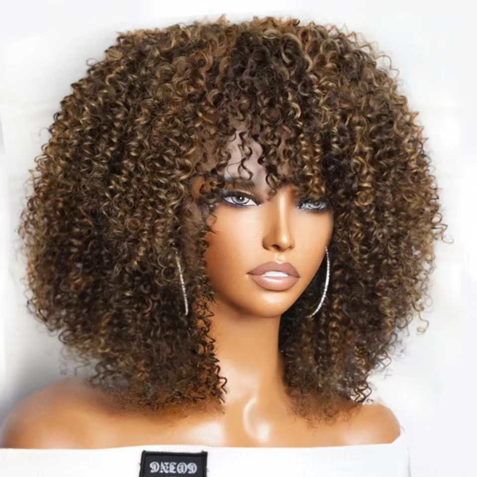 Perruque brésilienne courte bouclée en cheveux humains