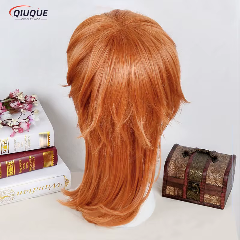Chuya Nakahara Chuuya-Perruque Courte Bouclée Brun Orange