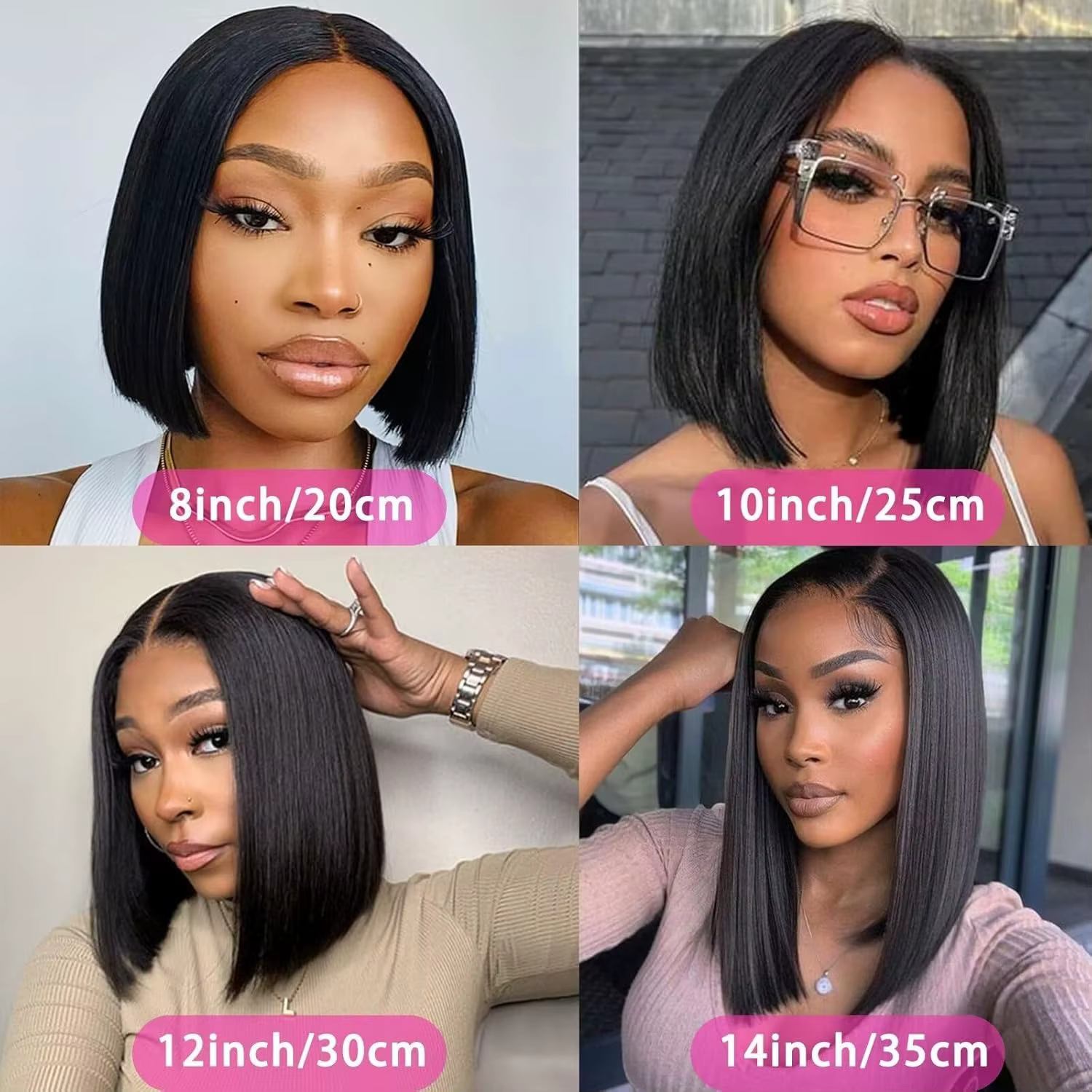 V partie perruque cheveux humains pour femmes court Bob droite sans colle brésilien Remy Bob pince en demi