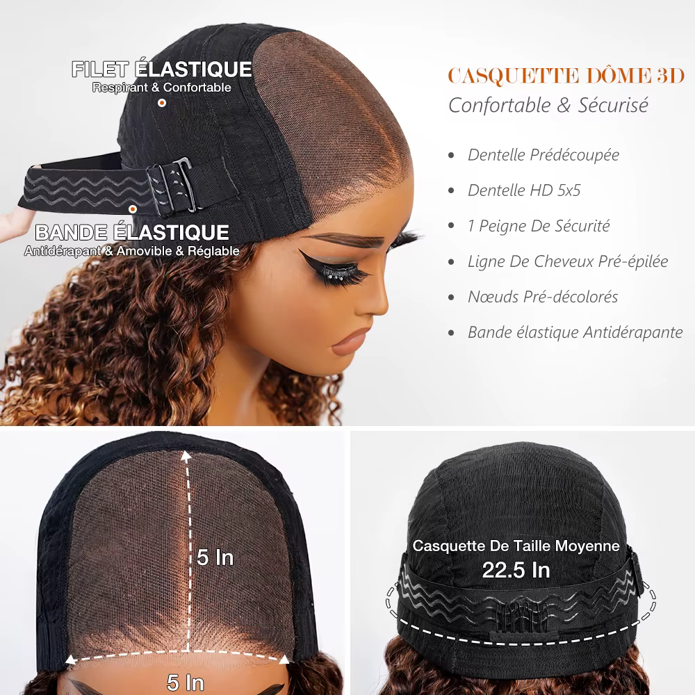 Perruque Bob Lace Front Wig naturelle sans colle